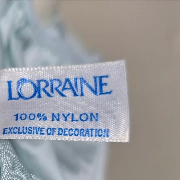 Lorraine 1970s Vintage Baby Blue Satin Lace Nightgown Robe Set Medium